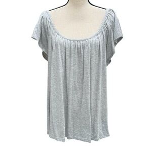 MODA INTERNATIONAL GRAY HEATHER RUFFLE SHORT SLEEVE LOOSE FIT T SHIRT
